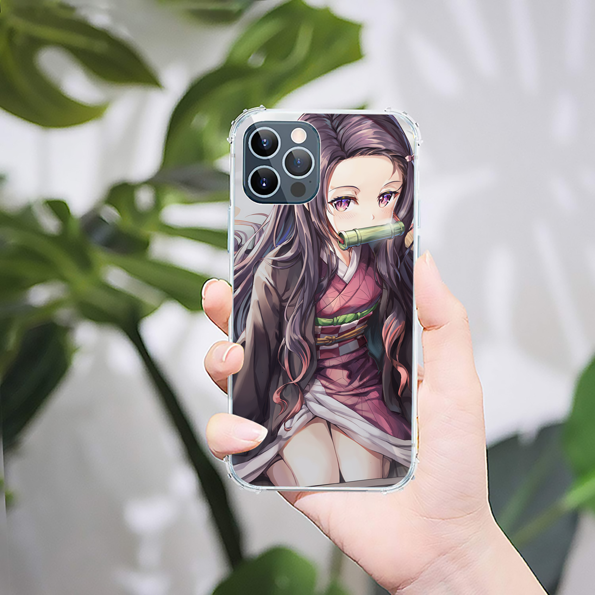 （画像用） 鬼滅の刃（きめつのやいば）竈門 禰󠄀豆子／かまど ねずこ Kamado Nezuko 【iPhone 12シリーズ対応】透明スマホケース（クリアソフトケース）